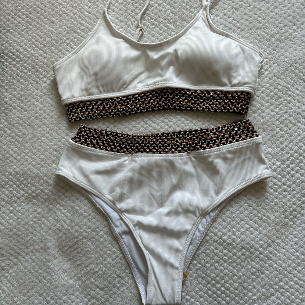 Kids Swimwear Set in White and Brown